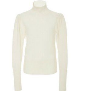 Frame Denim Ivory Cashmere Puffy Sleeve Sweater XL